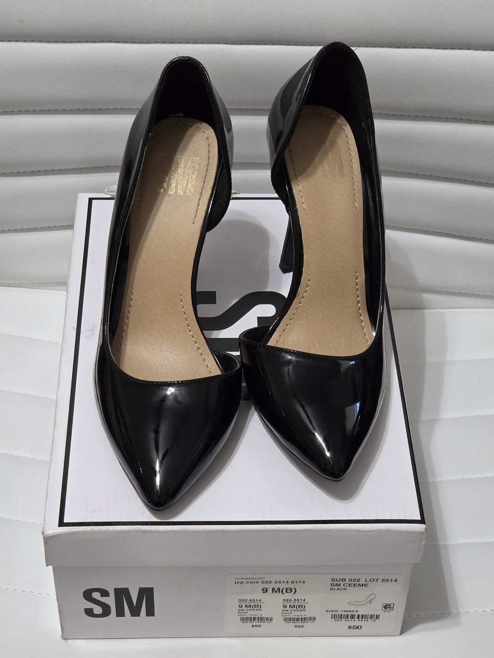 Steve Madden SM CEEME Black Patent D'Orsay Pumps Pointed Toe Heels Size 9 M